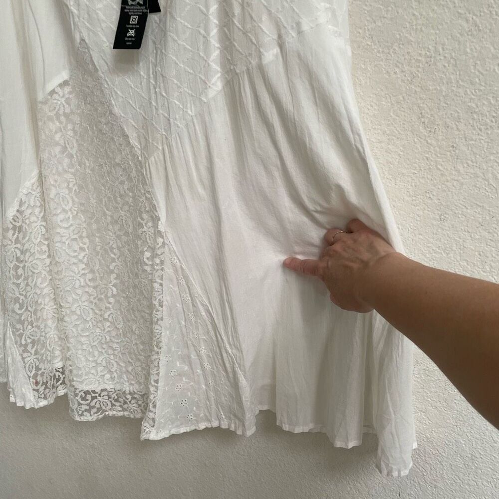 Style & Co Petite Maui bright white BoHo lace eyelet skirt womens PL A-line READ - Picture 9 of 9